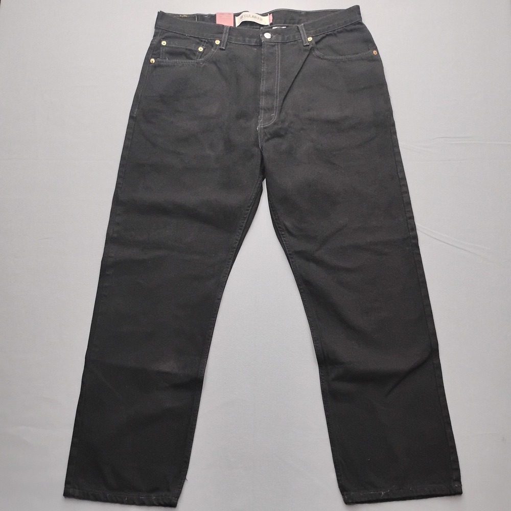 Levis 505 Regular Fit Black Jeans Mens 40x30 Y2K Deadstock Vintage 2004